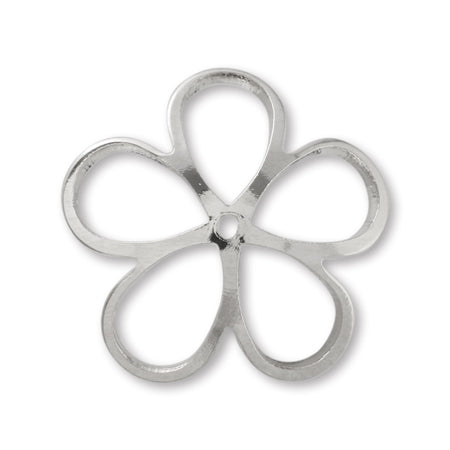 Metal flower five petals 2 rhodium color