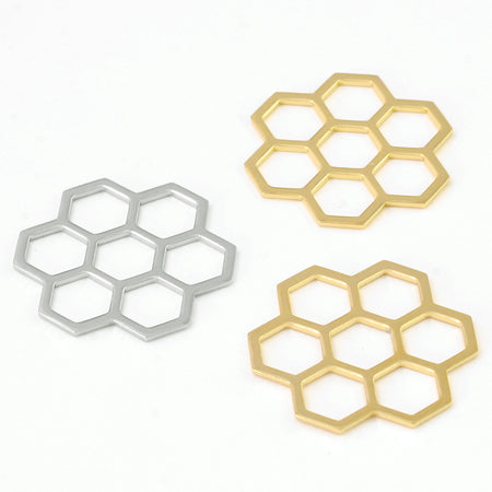 Metal parts honeycomb 2 rhodium color
