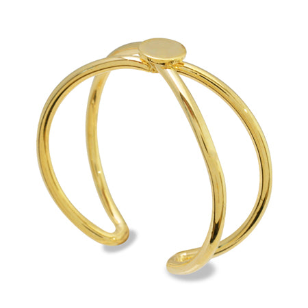 Ring stand double cross with round plate 4mm gold