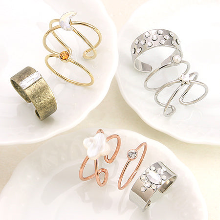 Ring stand double cross with round plate 4mm gold