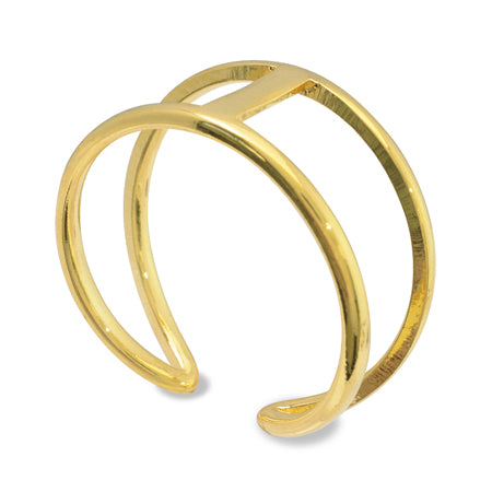 Ring stand double with square plate 2 x 7mm gold