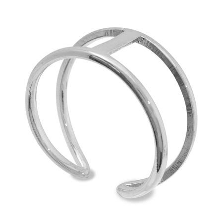 Ring stand double with square plate 2 x 7mm rhodium color