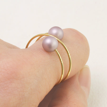 Ring stand 2 coils 5-6mm single hole rhodium color
