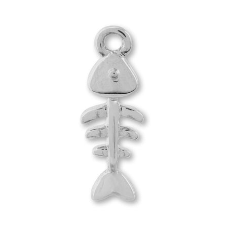 Charm fish bone rhodium color