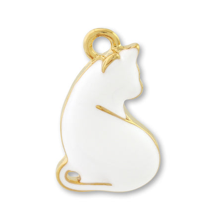 Charm Looking Back Cat White/G