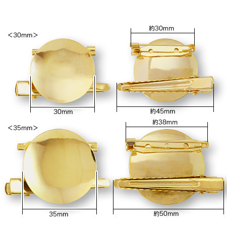 Brooch stand with round plate hair clip gold