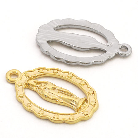 Cast charm oval Maria rhodium color