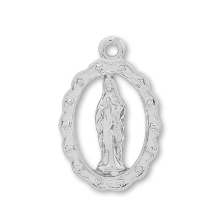 Cast charm oval Maria rhodium color