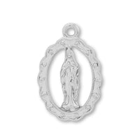 Cast charm oval Maria rhodium color