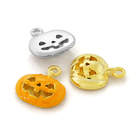 Charm Halloween Pumpkin Rhodium Color
