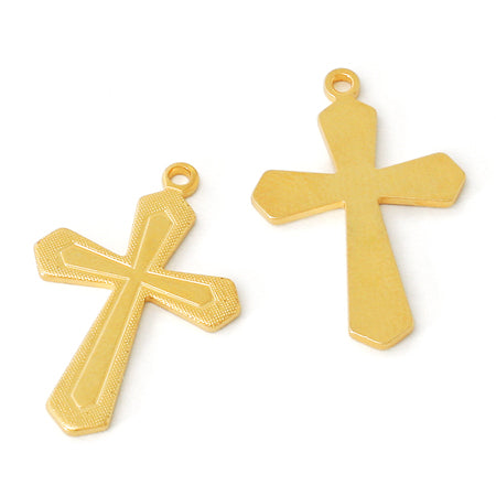 Brass press charm cross 1 gold