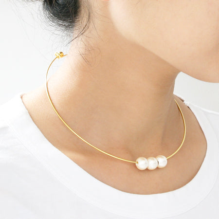 Wire necklace screw type gold