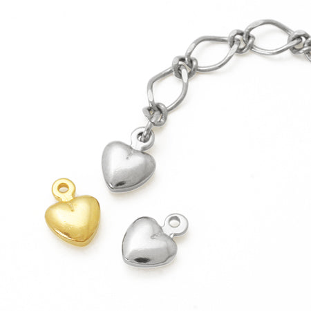 Brass charm heart rhodium color