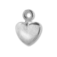 Brass charm heart rhodium color