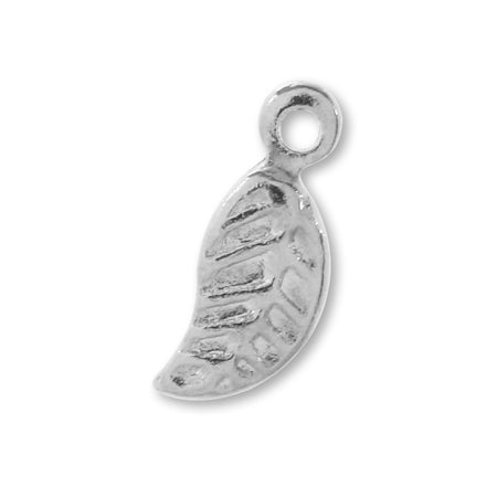 Brass charm leaf rhodium color