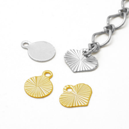 Brass Charm wave cut heart rhodium color