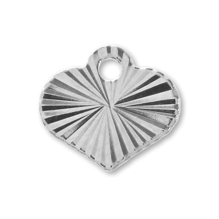 Brass Charm wave cut heart rhodium color