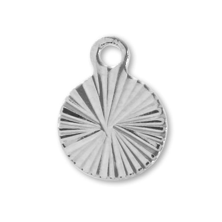 Brass charm wave cut round rhodium color