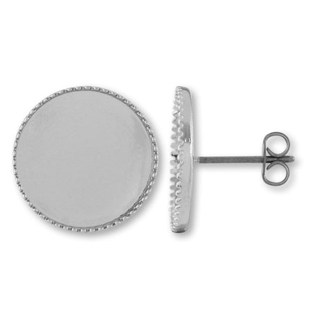Earrings titanium meal plate rhodium color