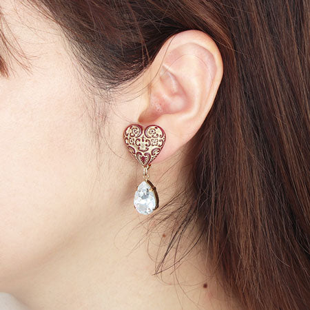 イヤリング ネジバネ 丸皿 カン付 ロジウムカラー