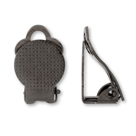 イヤリング 蝶バネ 丸皿 ブラック