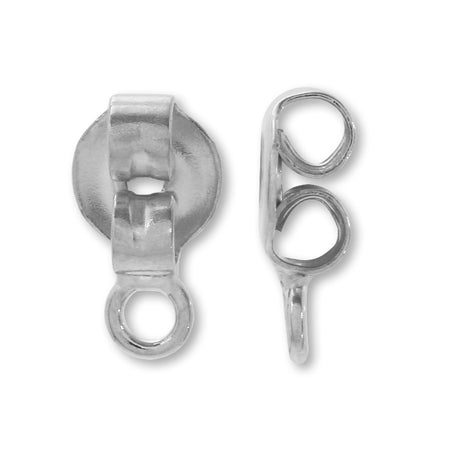 Earring catch with ring rhodium color