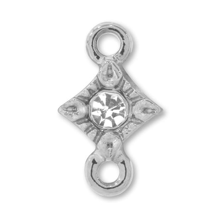 Charm stone clasp square 2 ring rhodium color