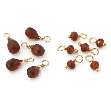 Natural stone glasses fastened charm drop cut garnet (natural)