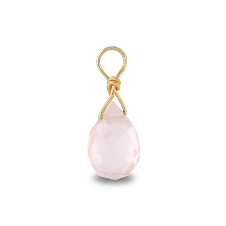 Natural stone glasses fastened charm drop cut rose quartz (natural)