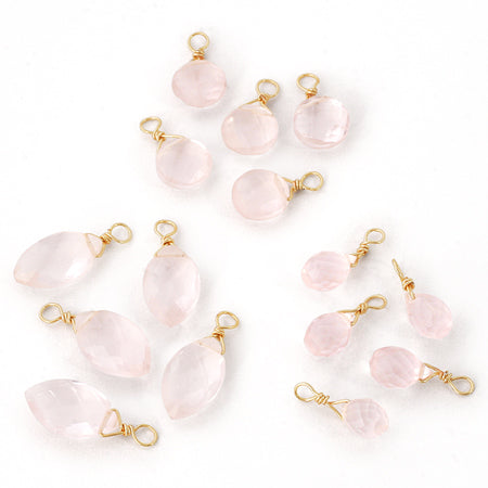 Natural stone glasses fastened charm drop cut rose quartz (natural)