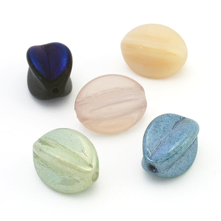 Czech Oval Melon Ivory Silk Cluster
