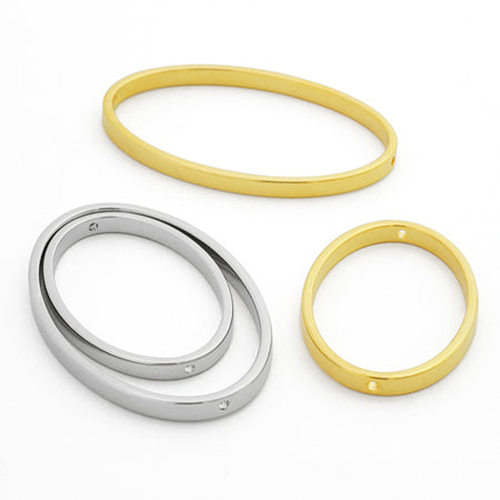 メタルリングパーツ オーバル 縦穴 ロジウムカラー【アウトレット】