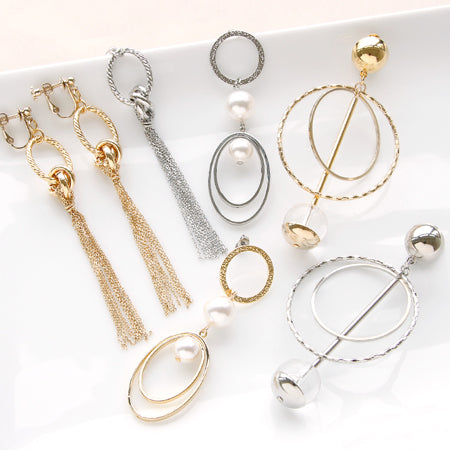 メタルリングパーツ オーバル 縦穴 ロジウムカラー【アウトレット】