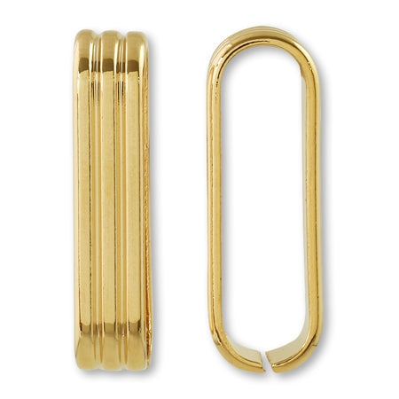 Connector ring with stripes, approx. 5 x 8 x 23.5 mm, gold