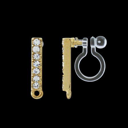 Non-hole earrings with stone stick 1 ring crystal/G
