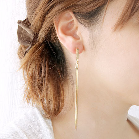 Non-pierced earrings stick 1 ring gold