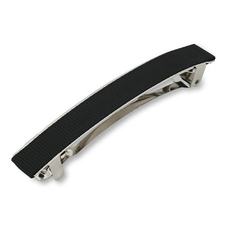 Barrette with grosgrain ribbon, nickel