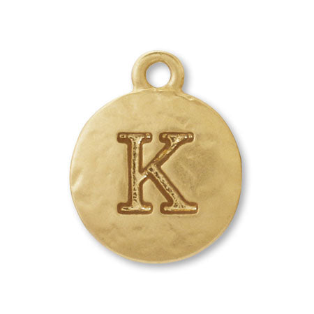 Charm Plate Embossed Initial K Matte Gold