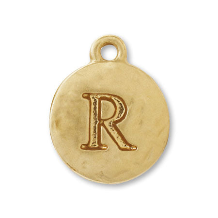 Charm plate emboss initial r Matt gold