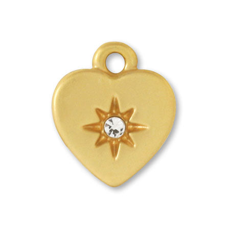 Charm with heart center stone crystal/MG