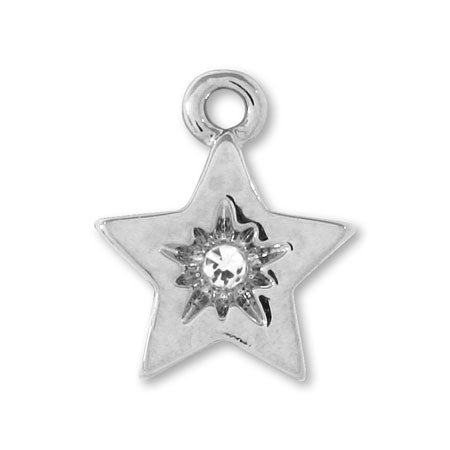 Charm with star center stone crystal/RC