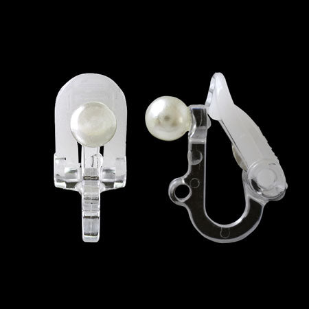 Resin ear clip made in Japan with 5mm pearl ring Kiska/Clear