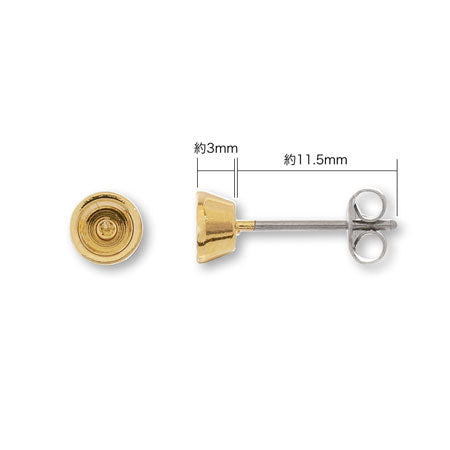 ピアス ステンレス 石座付 #1088 PP31(約4mm) ロジウムカラー