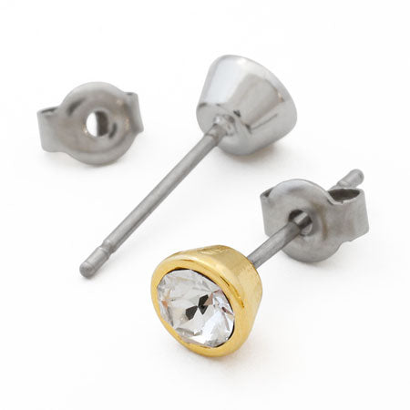 ピアス ステンレス 石座付 #1088 PP31(約4mm) ロジウムカラー