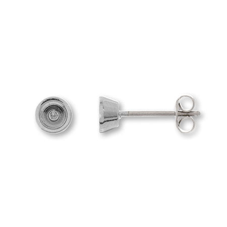 ピアス ステンレス 石座付 #1088 PP31(約4mm) ロジウムカラー