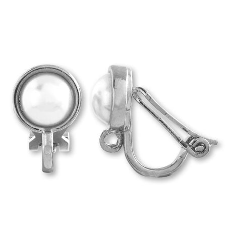 Earrings with frame rhodium color