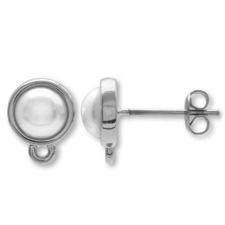 Stainless steel earrings with frame, rhodium color