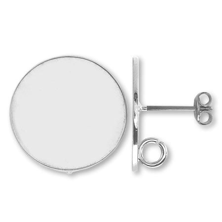 Stainless steel earrings with plate lining, rhodium color