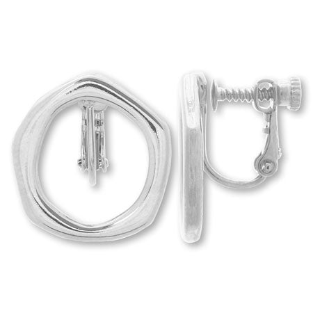 イヤリング メタルリング 多角形 ロジウムカラー