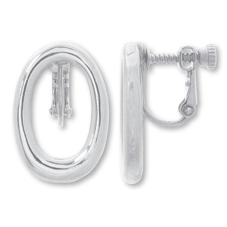 イヤリング メタルリング オーバル 縦穴 ロジウムカラー